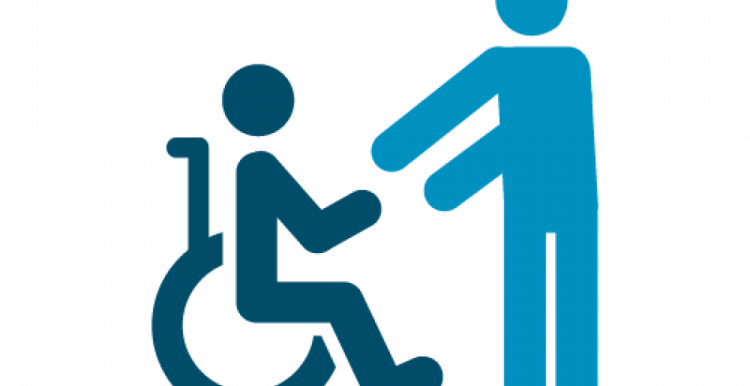 Graphic of adult carer and person in wheelchair