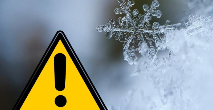 Image of frost and warning sign
