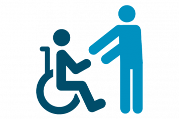 Graphic of adult carer and person in wheelchair