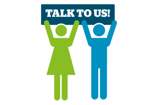 Graphic of people talking